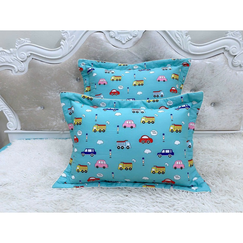 Gối Nằm Cotton 100% 40x60cm, Ruột Bông Trắng Tinh Khiết, Vỏ Cotton 100% Có Khoá Kéo Để Tháo Giặt