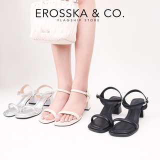 Erosska - Giày sandal cao gót mũi vuông quai dây phong cách thanh lịch màu đen cao 6cm - EM132