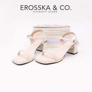 Erosska - Giày sandal cao gót mũi vuông quai dây phong cách thanh lịch màu đen cao 6cm - EM132