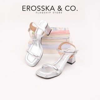 Erosska - Giày sandal cao gót mũi vuông quai dây phong cách thanh lịch màu đen cao 6cm - EM132