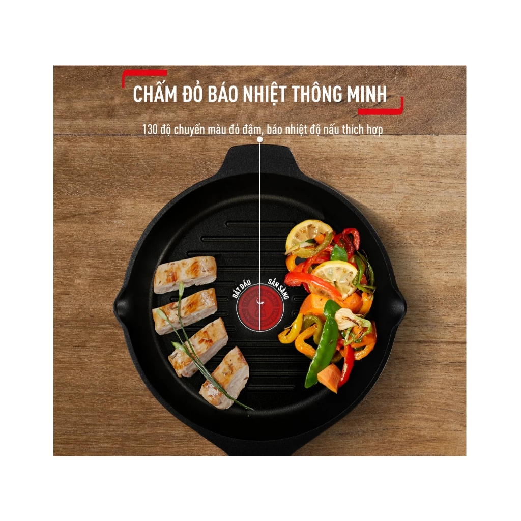 Chảo đúc cao cấp nướng, chiên Tefal Robusto E2494044 có miệng rót 26cm