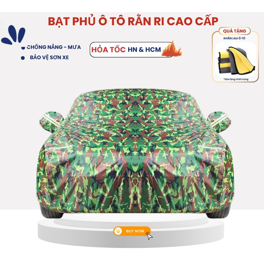 [Chính hãng] Bạt Phủ Ô Tô Xe Hơi Vải Dù Cao Cấp , Bạt Che Nắng Ô Tô 3 Lớp Rằn Ri ,Chống Nóng , Chống Mưa