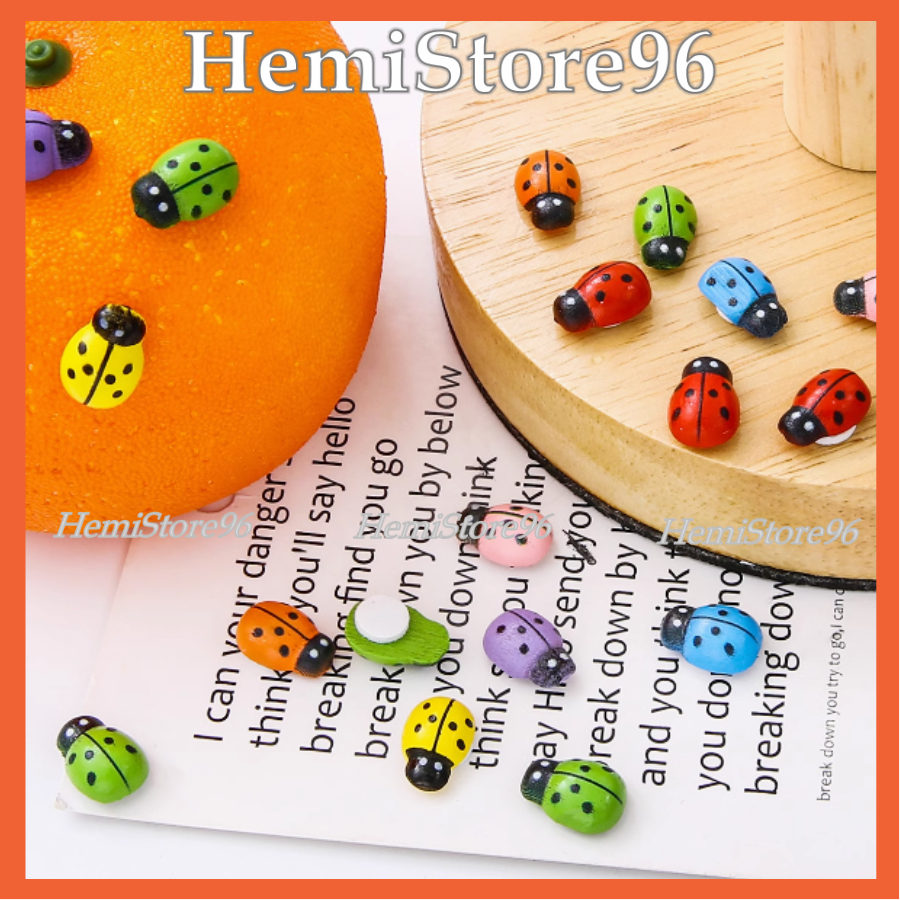 HEMISTORE Phụ kiện bọ cánh cam mini màu ngẫu nhiên gắn xe máy, xe ô tô, bàn học, bàn làm việc, trang trí cây cảnh