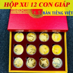 Bộ Quà Tặng Hộp Xu 12 Con Giáp Phong Thuỷ May Mắn, chiêu tài chiêu lộc - Bản Tiếng Việt