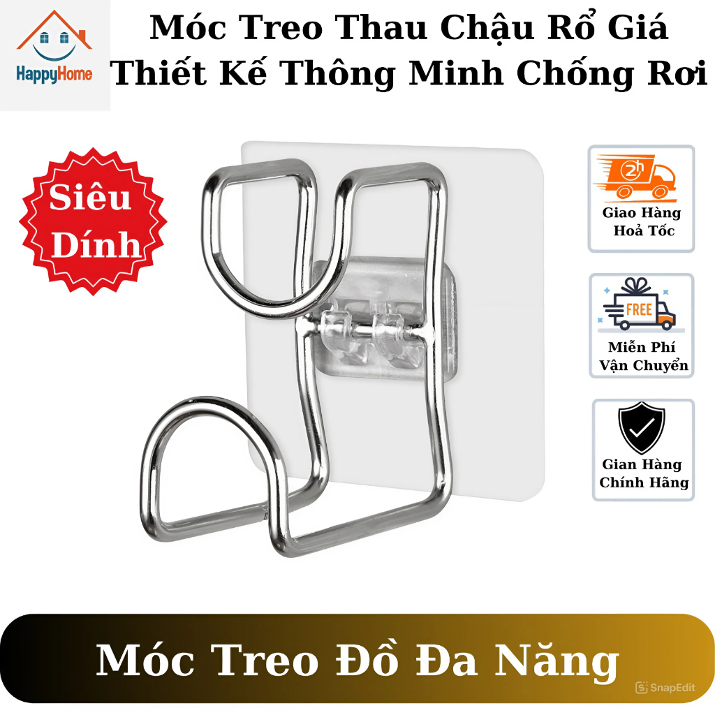 Móc treo thau chậu rổ giá siêu dính, móc treo đồ đa năng thiết kế thông ...