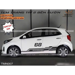 Decal tem trang trí 2 bên sườn ô tô (morning,fadil,spark,wigo,brio,i10...)-TMN007