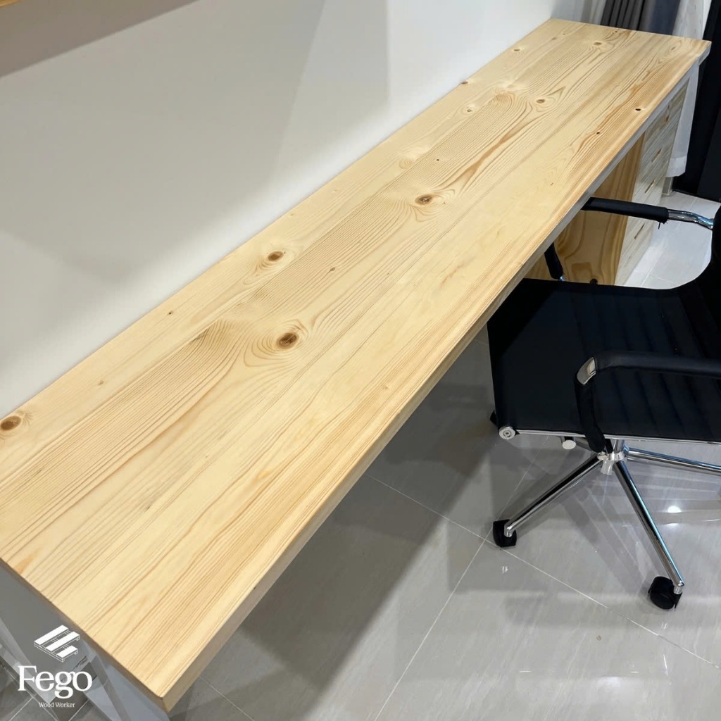 Ảnh Mặt Bàn Gỗ Thông Tự nhiên FEGO Dày 3.5cm Cho Bàn Làm Việc Văn Phòng (KHÔNG BAO GỒM CHÂN BÀN) 3