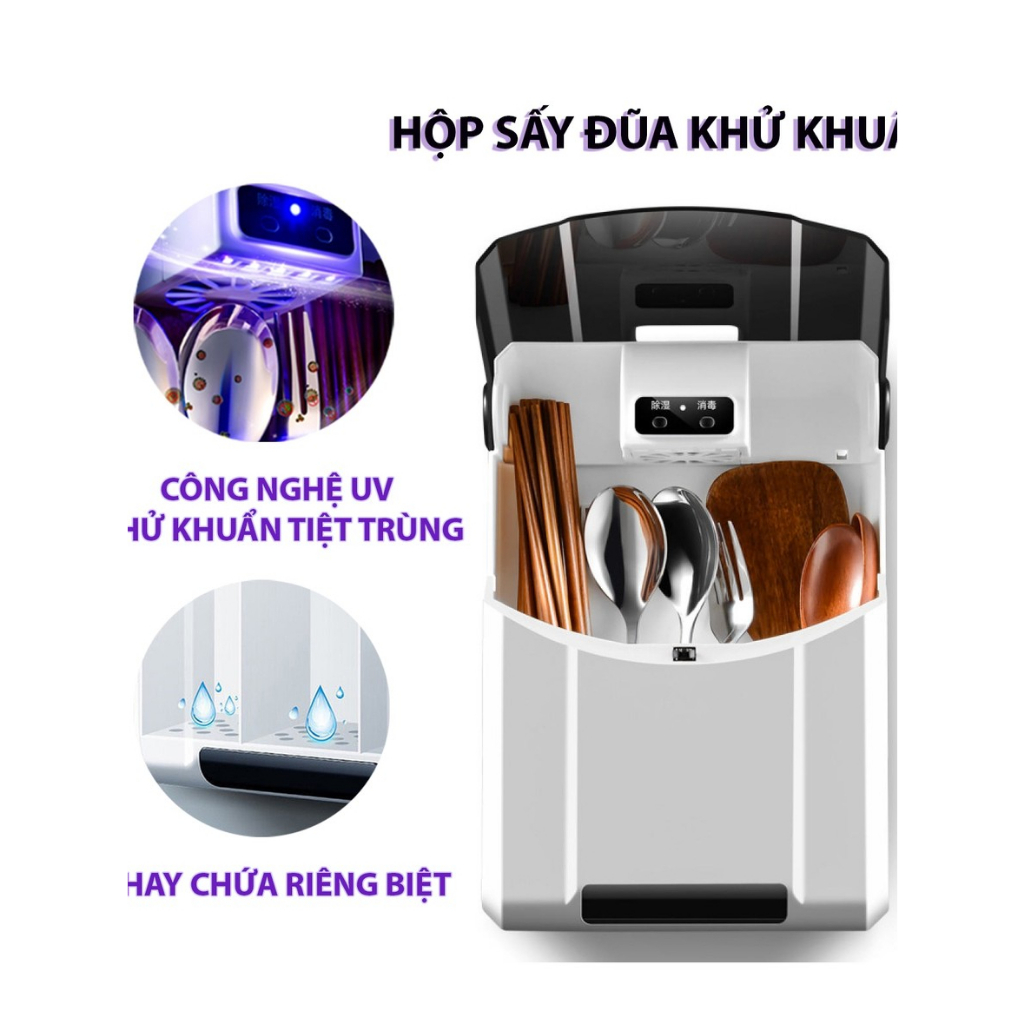 Máy sấy khử khuẩn đũa, Hộp sấy đũa thìa khử khuẩn khử trùng, diệt vi khuẩn an toàn cho mọi nhà