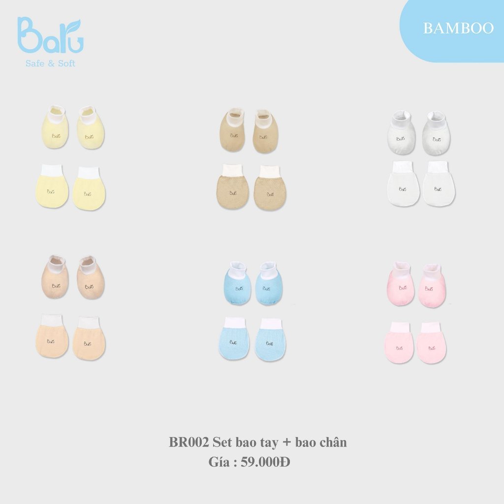 Bao tay cho trẻ sơ sinh Baru Baby nhiều màu sắc chất liệu thoáng mát, mềm mại