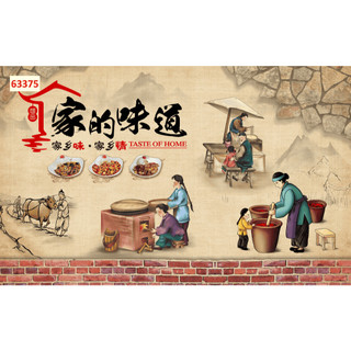 Tranh dán tường trang trí nhà hàng quán ăn lẩu nướng 3D hình ngộ nghĩnh đáng yêu