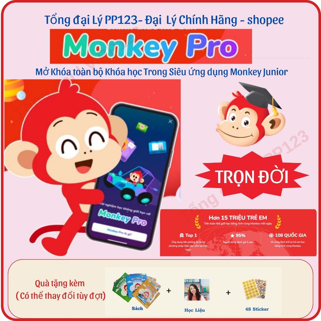 Monkey PRO trọn đời gồm (ABC/junior 5.0/Stories/Speak/Math/Vmonkey) cho ...