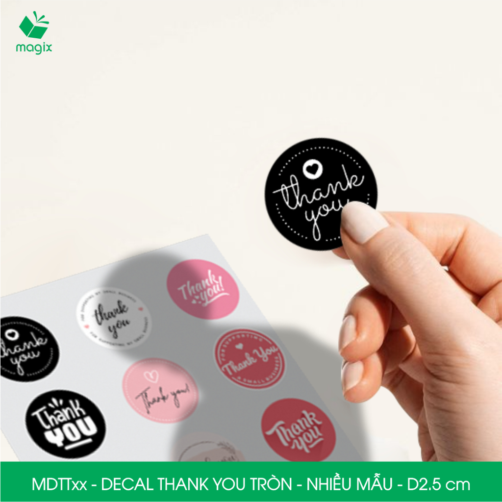 MDTT - D2.5 cm - Combo 300 Sticker thank you tròn dán hộp carton ...