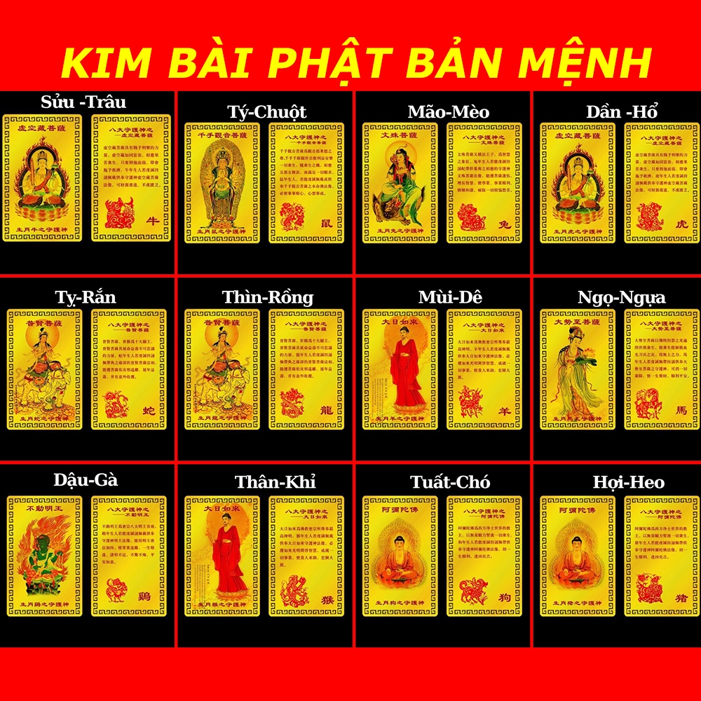 ⭐RƯỚC LỘC⭐ [KIM LOẠI] Kim Bài Phật Bản Mệnh 12 con giáp - ĐÃ KHAI QUANG