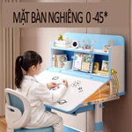 Bộ bàn học trẻ em E06 Chống gù chống cận Kệ sách thiết kế hình ngôi nhà Ghế xoay 360 có bánh xe — ảnh 8