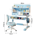 Bộ bàn học trẻ em E06 Chống gù chống cận Kệ sách thiết kế hình ngôi nhà Ghế xoay 360 có bánh xe — ảnh 7