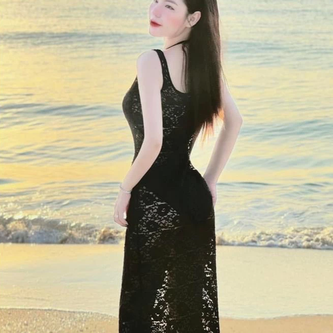 Set bikini - Set đầm bikini tôn dáng, quyến rũ, sexy cho nàng đi biển, set bikini chất tăm lanh kèm đầm body ren đen