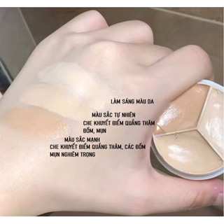 Combo Set Kem Che Khuyết+Cọ Điểm 3 Tone Cho Các Cô Gái