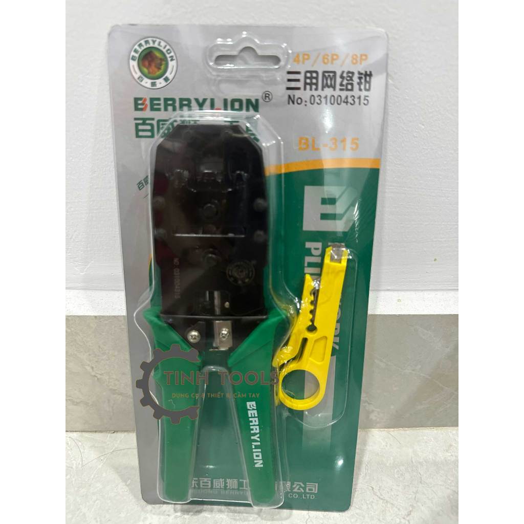 Kìm bấm dây mạng, dây điện thoại da năng Berrylion Sư Tử có kèm dụng cụ tước vỏ dây nhanh