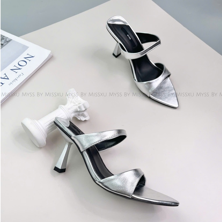 Giày sục nữ mũi nhọn 2 quai mảnh 8cm thời trang MYSS - SU215