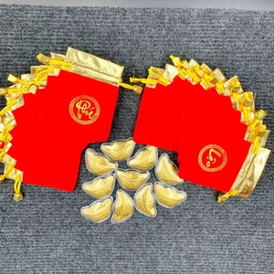 Combo 100 Thỏi Vàng Tài Lộc kèm Túi Nhung Phúc Lộc may mắn, trưng bày biếu tặng, lì xì độc đáo , Quà Tết