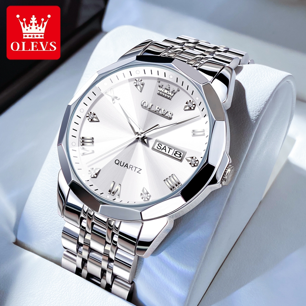 OLEVS Đồng hồ nam chính hãng Dây đeo bằng thép không gỉ có chức năng phát sáng Chống thấm nước 9931