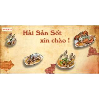 Tranh vải lụa kim tuyến dán tường trang trí Quán burger, đồ ăn nhanh, fast food chuyên nghiệp