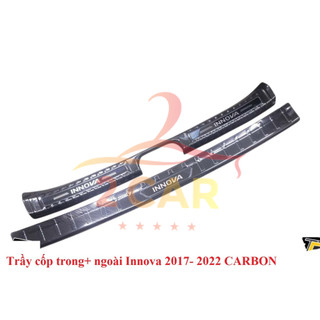 Ốp chống trầy cốp trong, ngoài xe Toyota Innova đời 2017 đến 2022 mẫu Vân Cacbon cao cấp