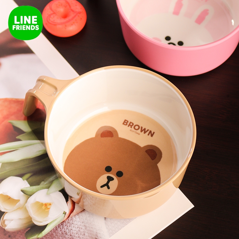 LINE FRIENDS Bộ đồ ăn sáng tạo hoạt hình và bộ bát đĩa kết hợp gia đình Bát cơm Mì Bát súp