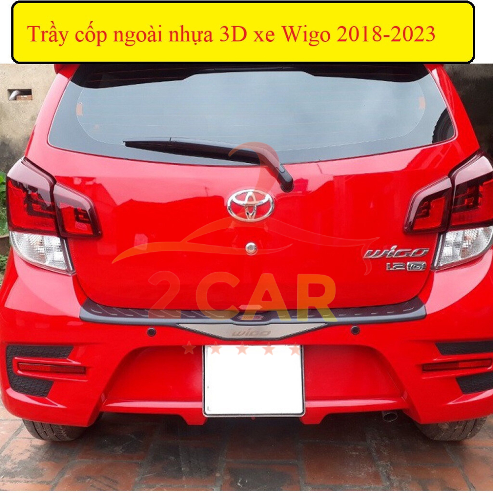 Ốp chống trầy cốp ngoài cho xe Toyota Wigo 2018-2022 chất liệu NHỰA 3D cao cấp