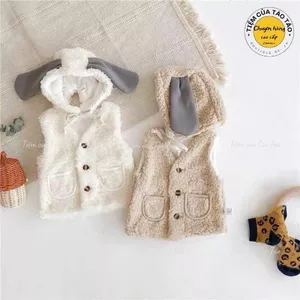 Set gile Cừu kèm Mũ cho bé mặc mùa thu đông ấm áp, không xổ lông cho bé trai, bé gái Hàn Quốc