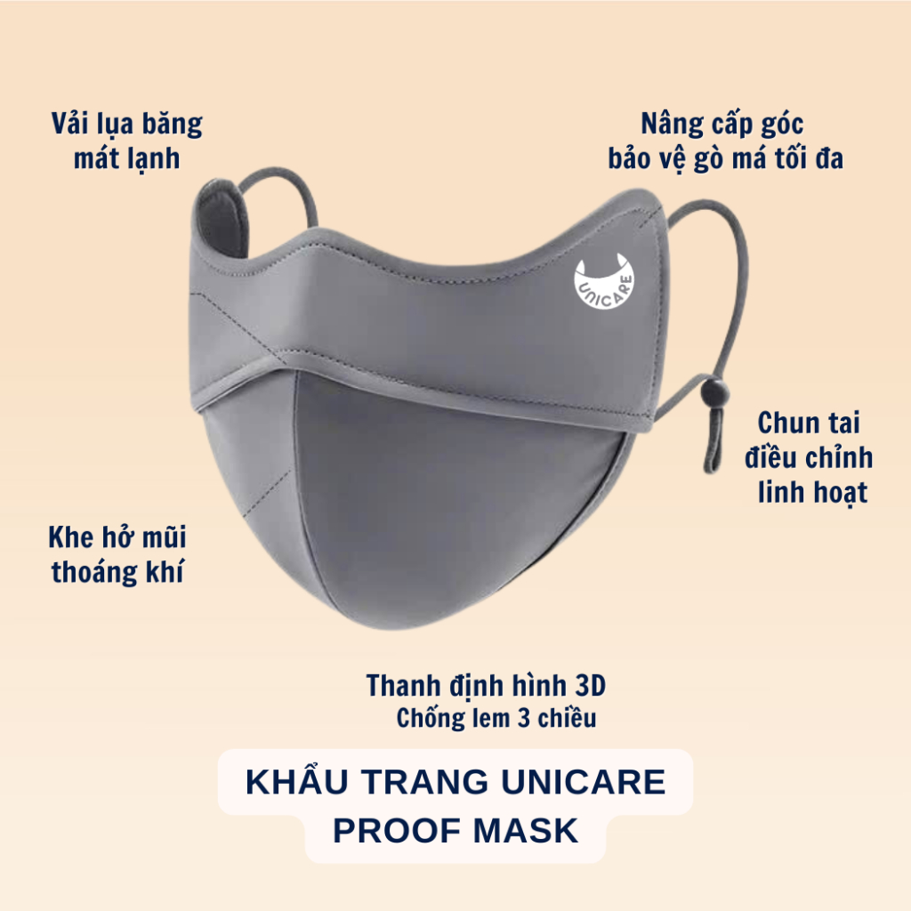 Khẩu trang UNICARE UV- Proof Mask Chống Tia UV Chất Lụa Băng Mềm Mịn Mát Thông Thoáng Cao Cấp