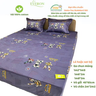 Drap ga chun mỏng vỏ gối vỏ chăn Everon màu hoạt hính robot người máy cho bé 1m2*1m9, 1m6*2m và 1m8*2m guardian