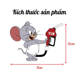 Decal Dán Nắp Bình Xăng JERRY A92, A95, Sạc Điện Cute Trang Trí Xe - Chất Liệu PVC Cao Cấp Chống Thấm Nước