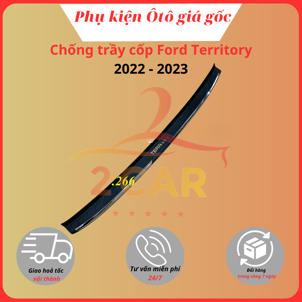 Ốp chống trầy cốp ngoài xe Ford Territory 2022-2025 nhựa đen 3D ABS cao cấp, sang trọng