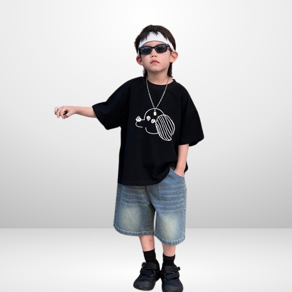 Áo Thun Ngắn Tay Mùa Hè Cho Bé Trai, Bé Gái In Hình Năng Động, Cổ Tròn | JJ Kids Fashion