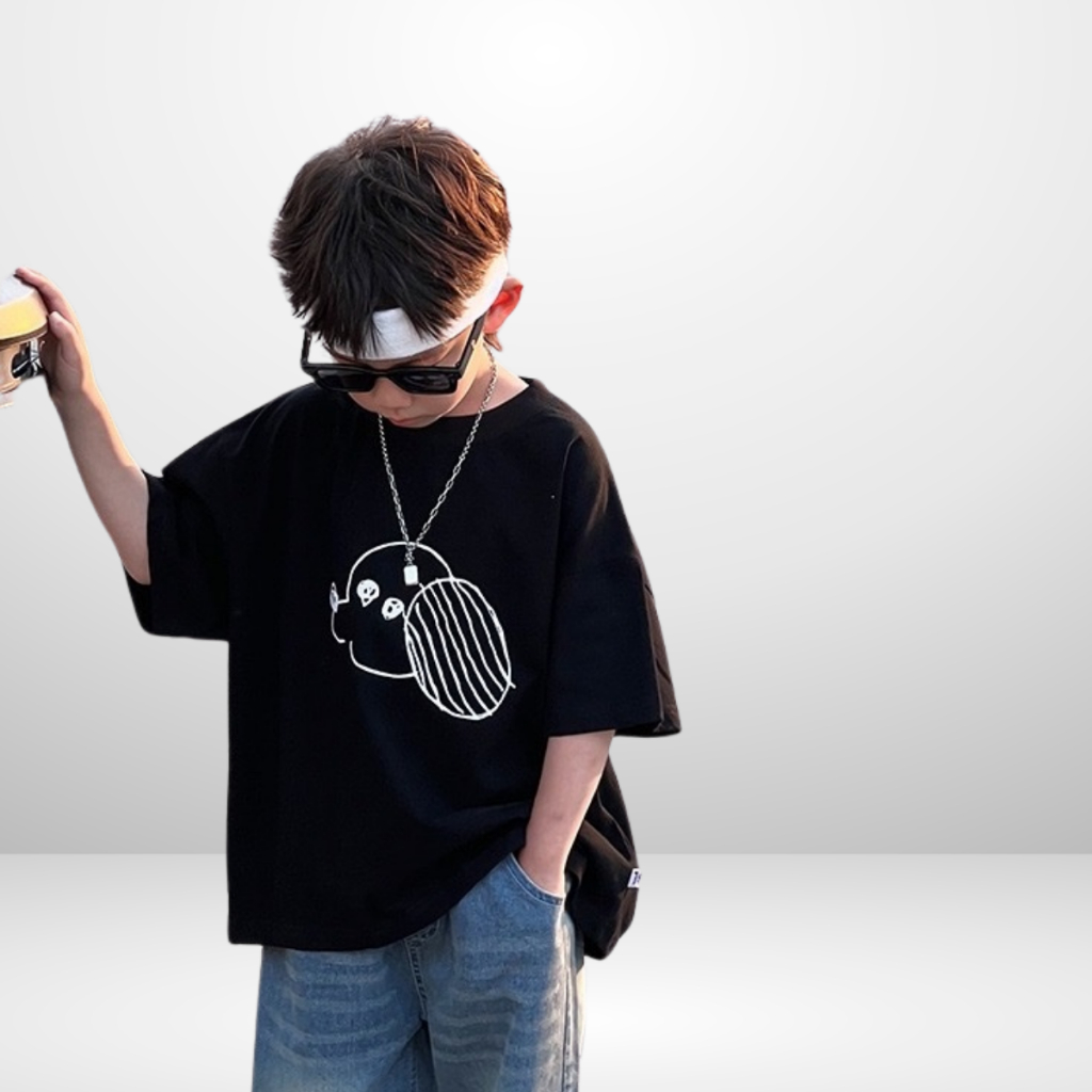 Áo Thun Ngắn Tay Mùa Hè Cho Bé Trai, Bé Gái In Hình Năng Động, Cổ Tròn | JJ Kids Fashion
