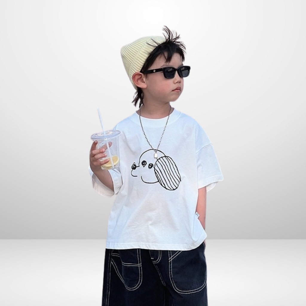 Áo Thun Ngắn Tay Mùa Hè Cho Bé Trai, Bé Gái In Hình Năng Động, Cổ Tròn | JJ Kids Fashion