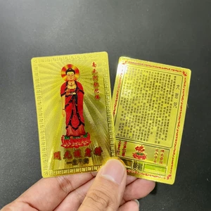 Kim Bài Đức Phật Thích Ca Cầu Bình An May Mắn Plastic - Đã Khai Quang