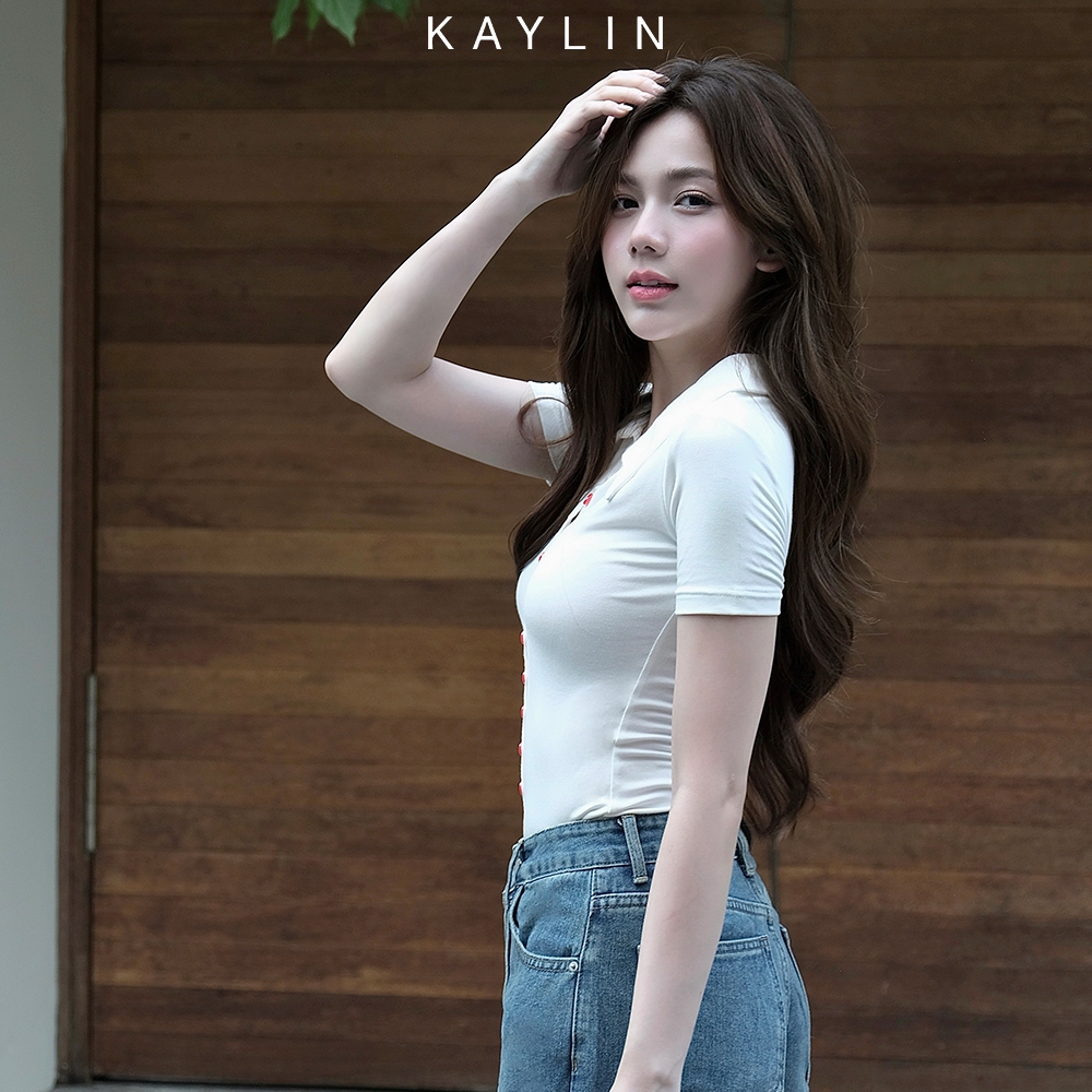 Ảnh Áo thun KAYLIN cổ sơ mi phối nút chất vải thun cotton co giản phong cách thanh lịch - N2314 3