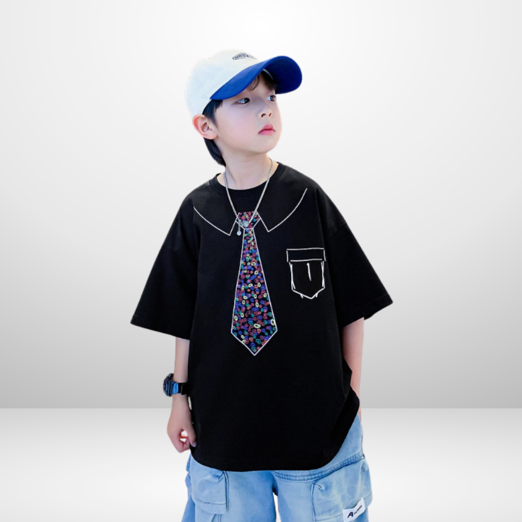 Áo Thun Ngắn Tay Mùa Hè Cho Bé Trai, Bé Gái In Hình Năng Động, Cổ Tròn | JJ Kids Fashion