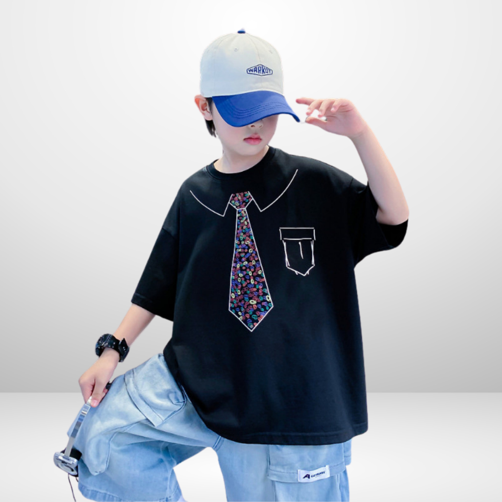 Áo Thun Ngắn Tay Mùa Hè Cho Bé Trai, Bé Gái In Hình Năng Động, Cổ Tròn | JJ Kids Fashion