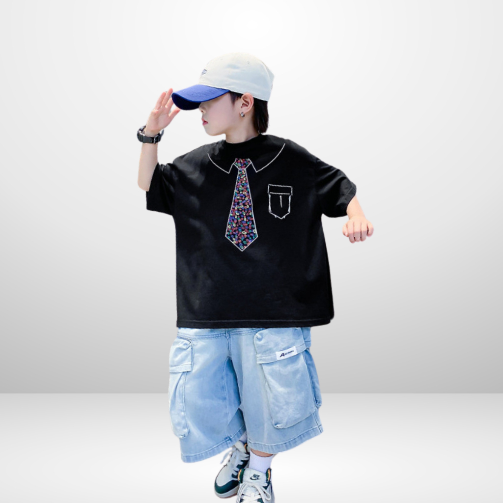 Áo Thun Ngắn Tay Mùa Hè Cho Bé Trai, Bé Gái In Hình Năng Động, Cổ Tròn | JJ Kids Fashion