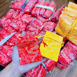 100 Túi Gấm Nhung Chữ Phúc Lộc Phong Thủy 7x9cm Màu Đỏ May Mắn Đựng Đồng Xu - Vòng Tay , Quà Tết