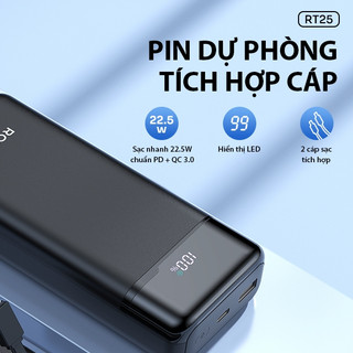 Pin sạc dự phòng RT25 20000mAh sạc nhanh 22.5W ROBOT tich hợp cap sạc