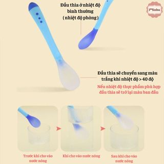 Thìa báo nóng Silicon cho bé , khả năng cảm nhiệt và đổi màu để dự báo độ nóng thực phẩm <màu hơi bạc - lỗi nhẹ>