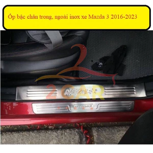 Ốp bậc chân trong, ngoài xe Mazda 3 2016-2023 inox cao cấp, sáng bóng