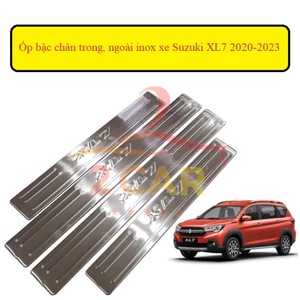 Ốp bậc cửa, nẹp bước chân trong, ngoài xe Suzuki XL7 2020-2023 mẫu Inox cao cấp