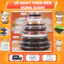 25 Khay tròn đen đựng Sushi , set lẩu 4 kích cỡ có nắp hàng đẹp