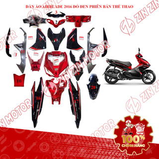Dàn Áo AB 2016, Dàn Áo Xe Air Blade 125 2016 Đỏ Đen Phiên Bản Thể Thao Chính Hãng - ZZM