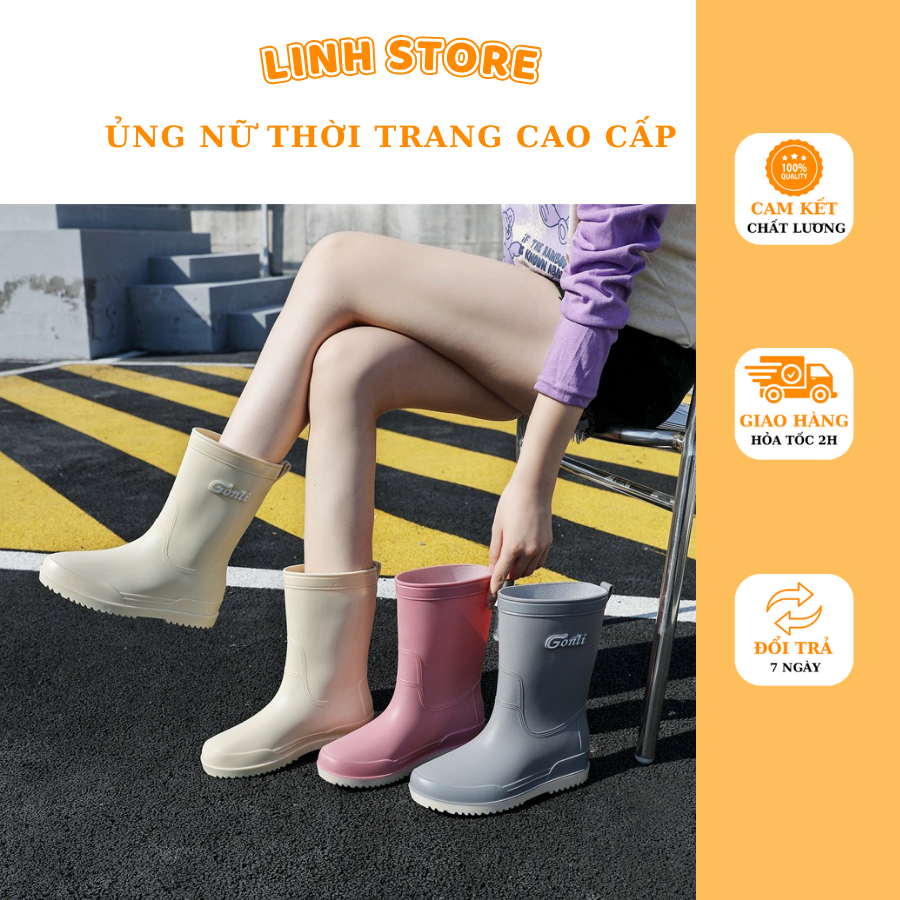 Ủng đi mưa nam nữ nhựa mền chống trơn trượt,Ủng đi mưa thời trang UNNL02